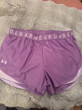 Under Armour Women's Lilac Athletic Shorts with Branded Waistband